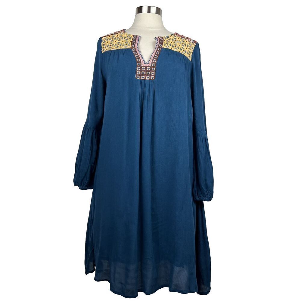 Sundance Dress XS Womens New Teal Blue Boho Print Lined Boho Embroidered